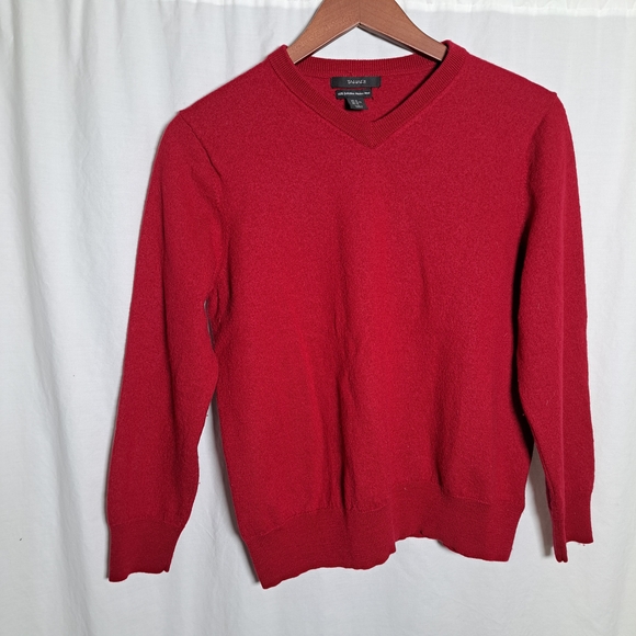 Tahari V-Neck Sweater in Bold Red 100% Merino Wool Womens XL - Picture 5 of 8